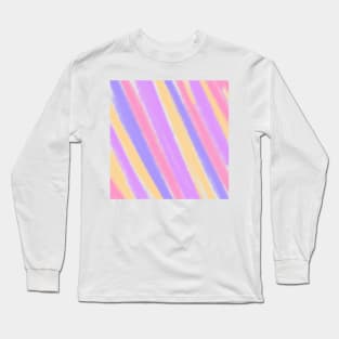 Pink Purple blue yellow pastel watercolor art Long Sleeve T-Shirt